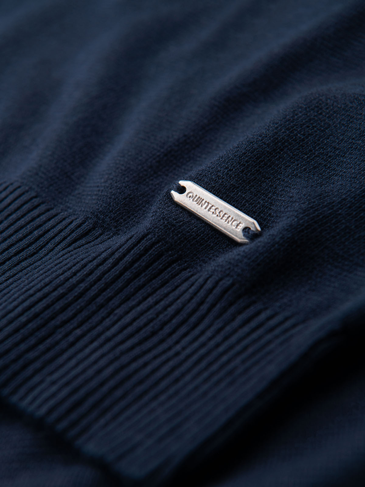 Ombre Men's buttonless polo shirt with classic weave - navy blue