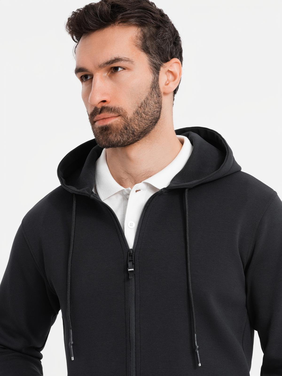 Ombre Unzipped hoodie sweatshirt in streetwear style - black