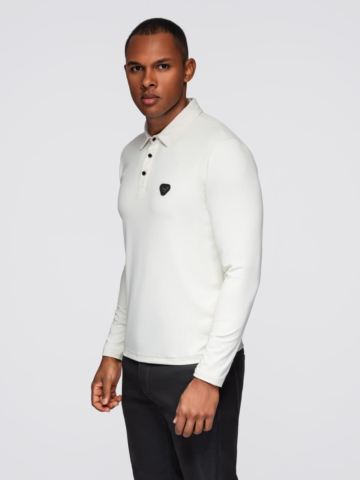 Ombre Long sleeve polo shirt with elegant branded buttons - cream