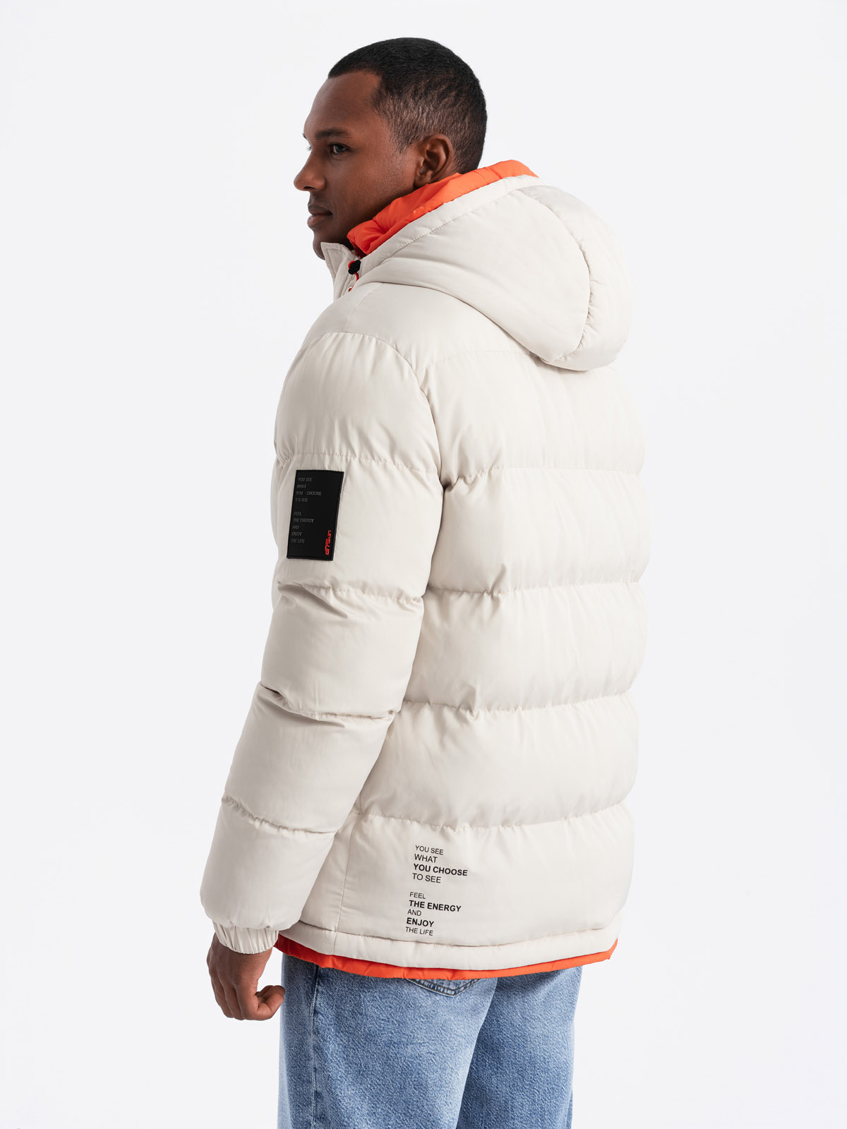 Ombre Men's sports warm jacket with double hood - ash