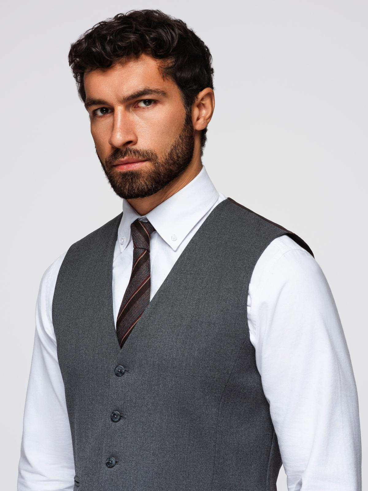 Ombre Men&#039;s suit vest with classic detailing and lining - graphite