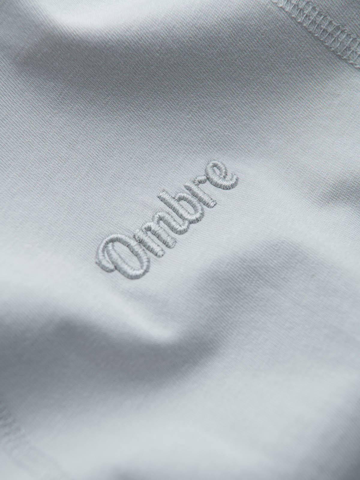 Ombre Men&#039;s cotton T-shirt with delicate embroidery - light grey