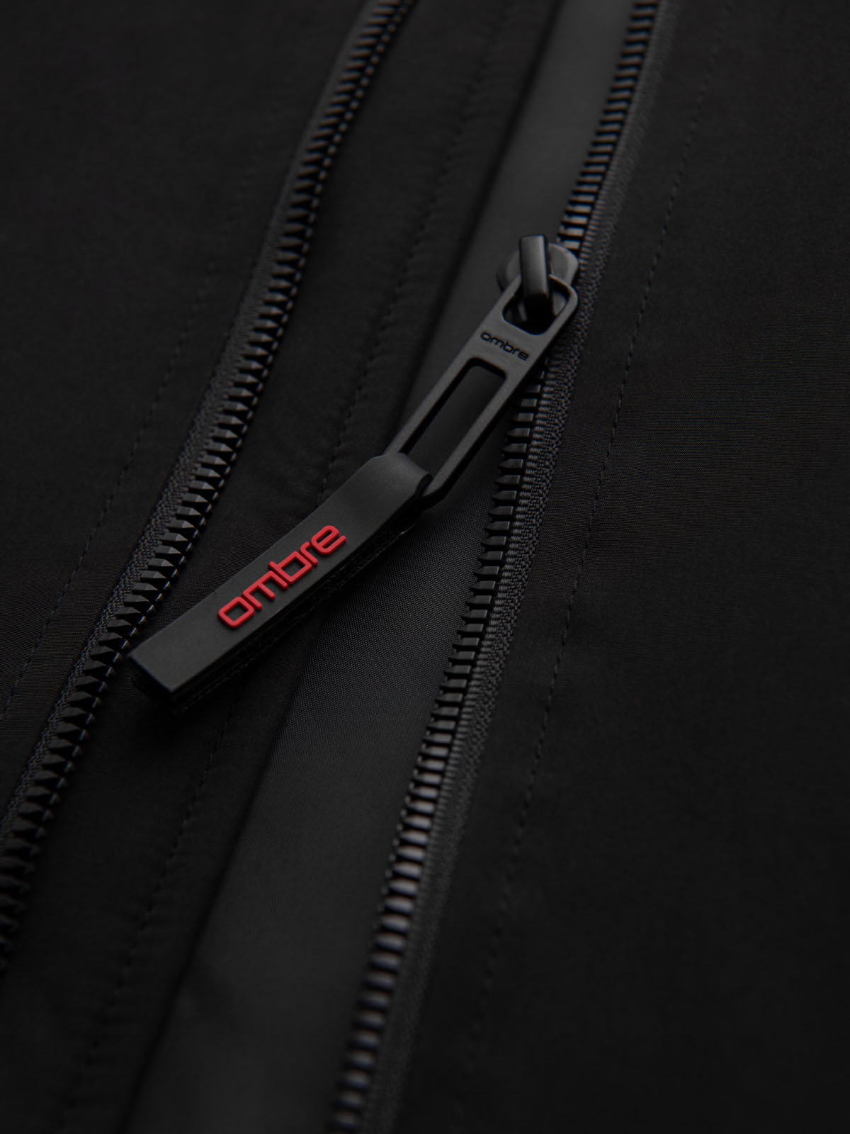 Ombre Men&#039;s jacket with hood and high collar - black