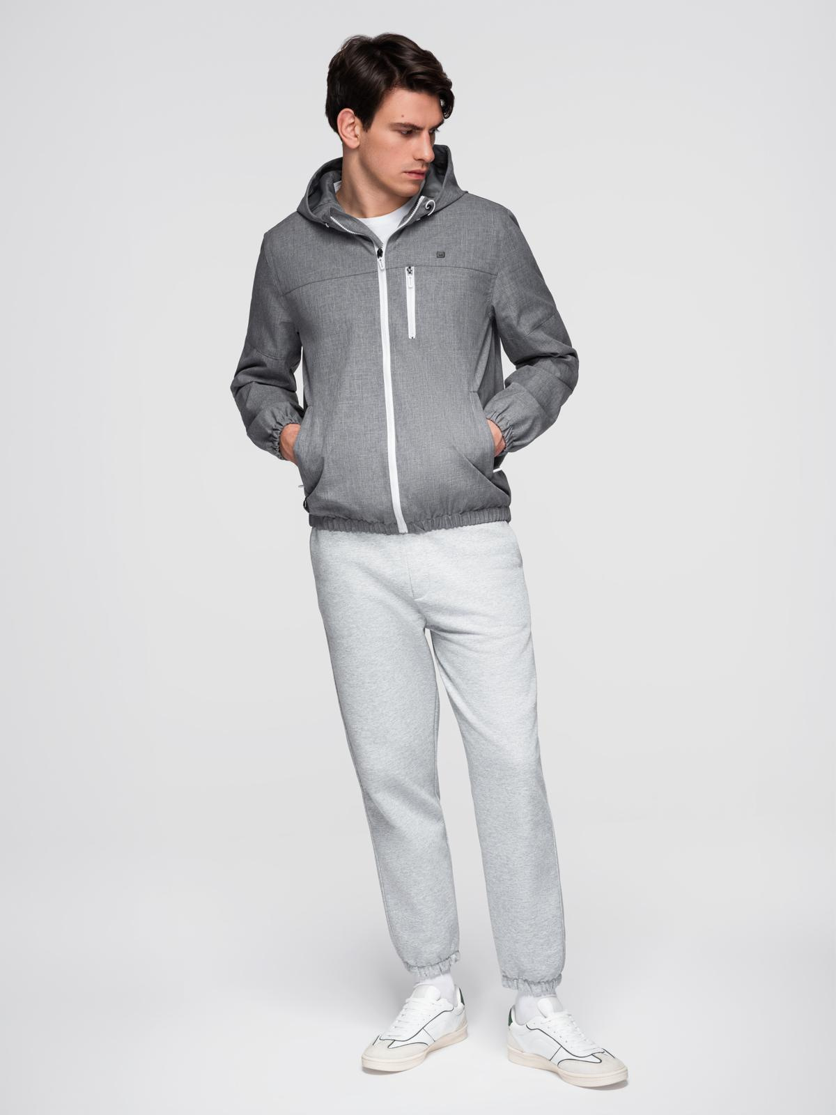 Ombre Men&#039;s lightweight sports jacket with fleece lining - gray