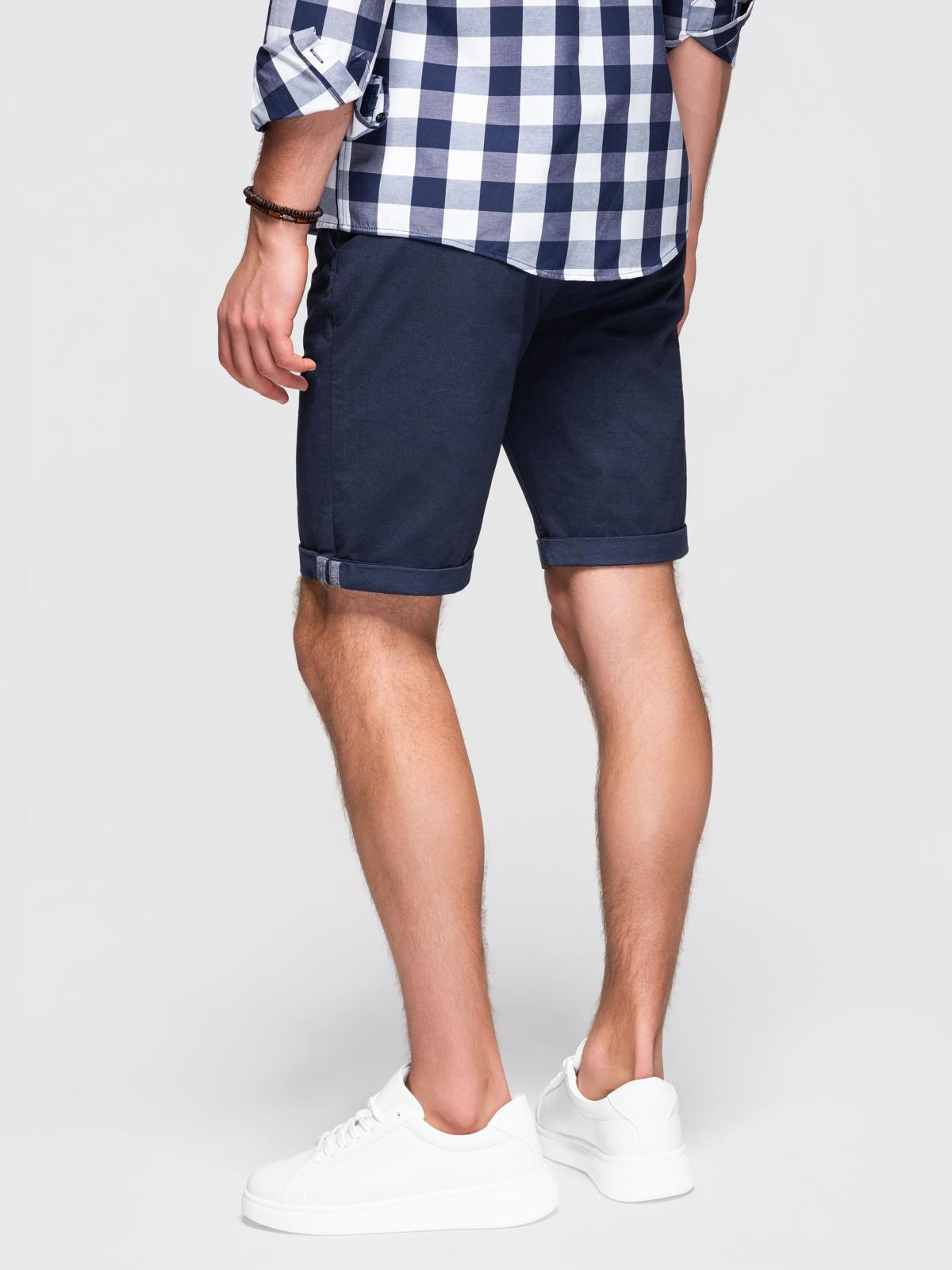 Ombre Men's classic chino shorts with rolled up leg - navy blue