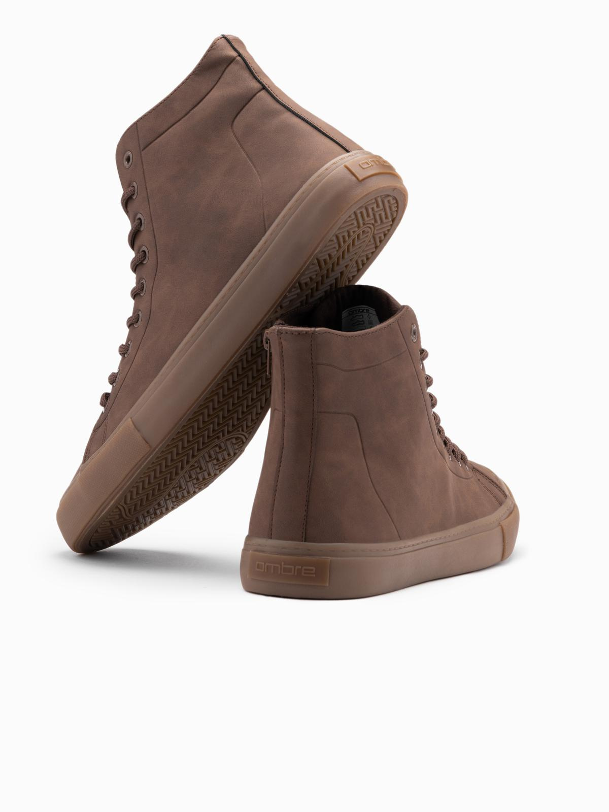 Ombre Men&#039;s ankle sneakers with rubber sole - brown