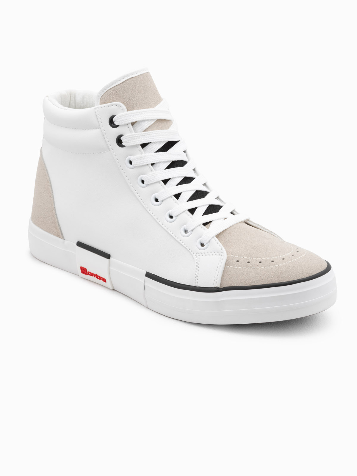 Ombre Men's high classic sneakers with quilted upper - white and beige