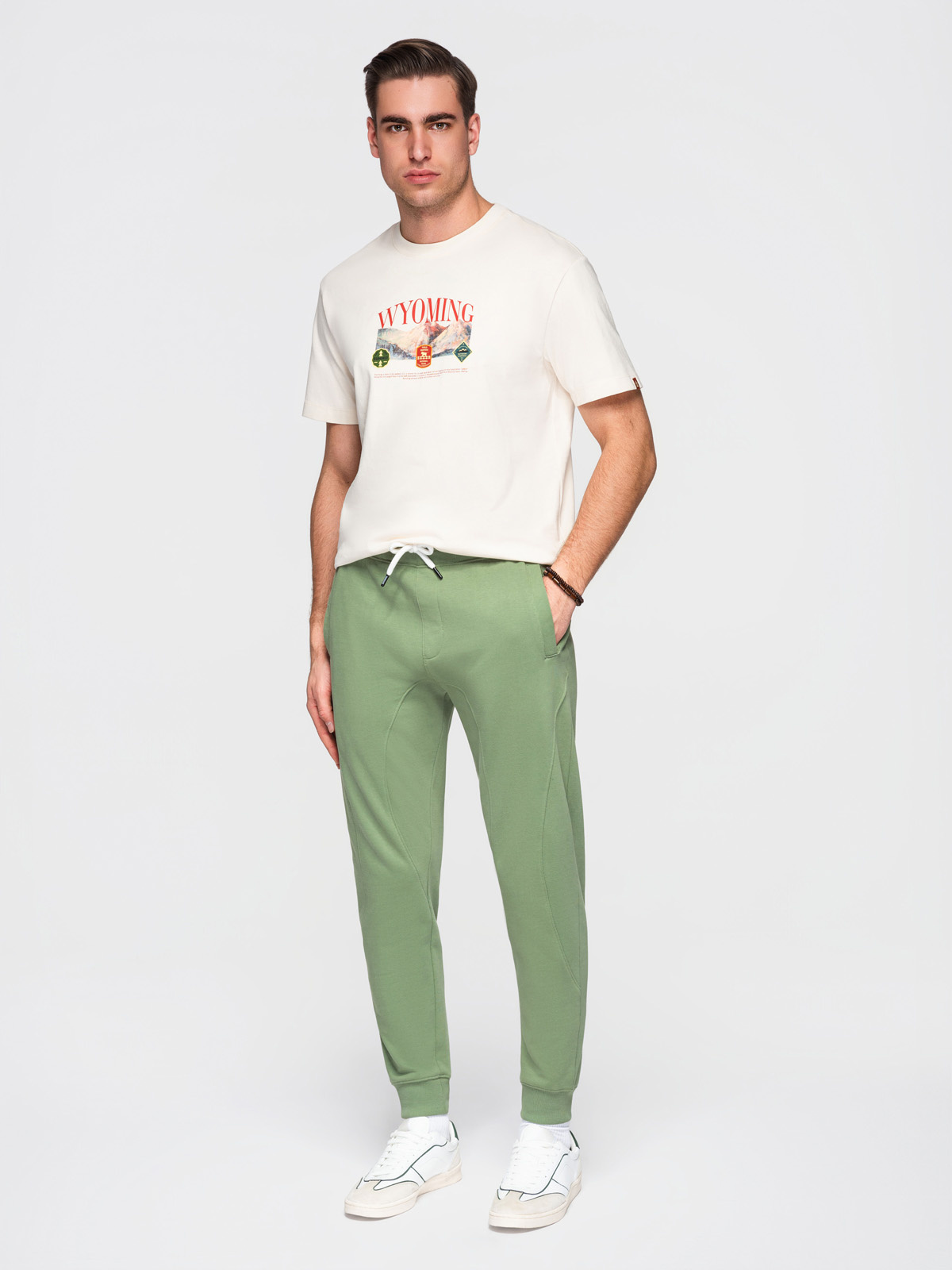Ombre BASIC pánske jogger tepláky - zelené