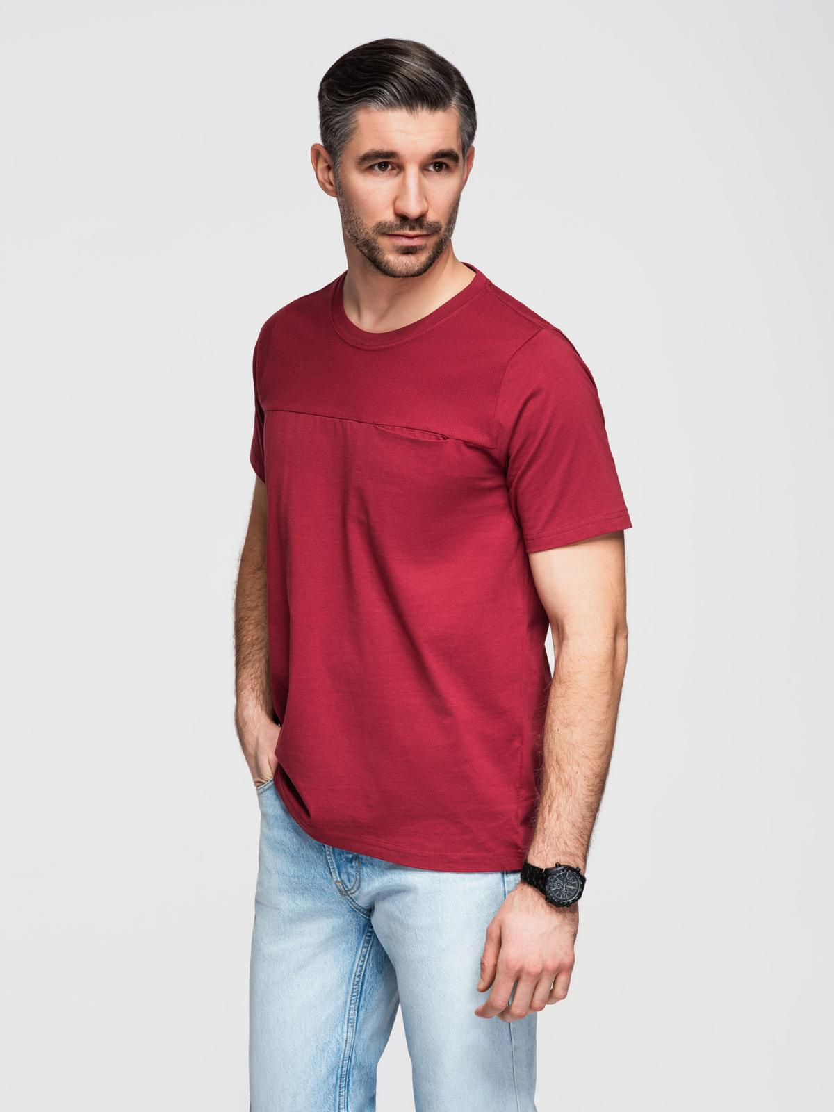Ombre LOOSE FIT men's t-shirt with pocket - red
