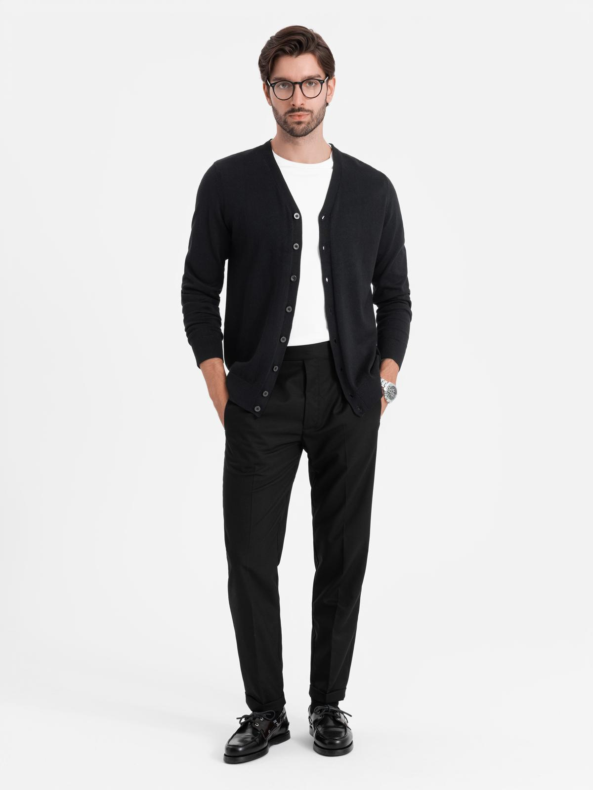 Ombre Monochrome knitted men&#039;s viscose cardigan - black