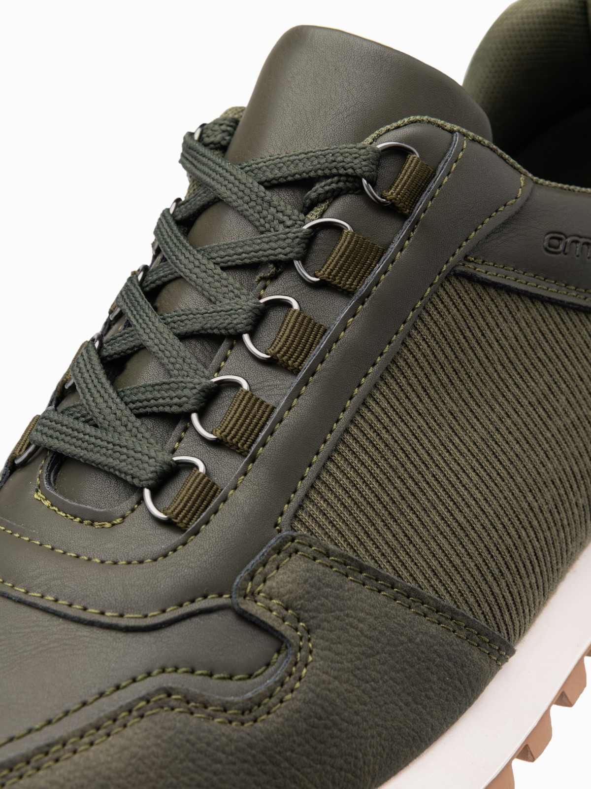 Ombre Patchwork men&#039;s sneaker shoes in combined materials - dark olive