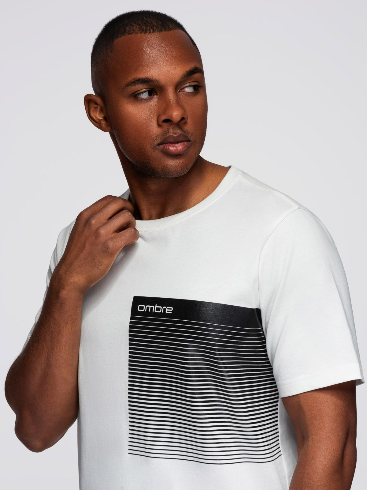 Ombre Men's cotton t-shirt with graphic print - white