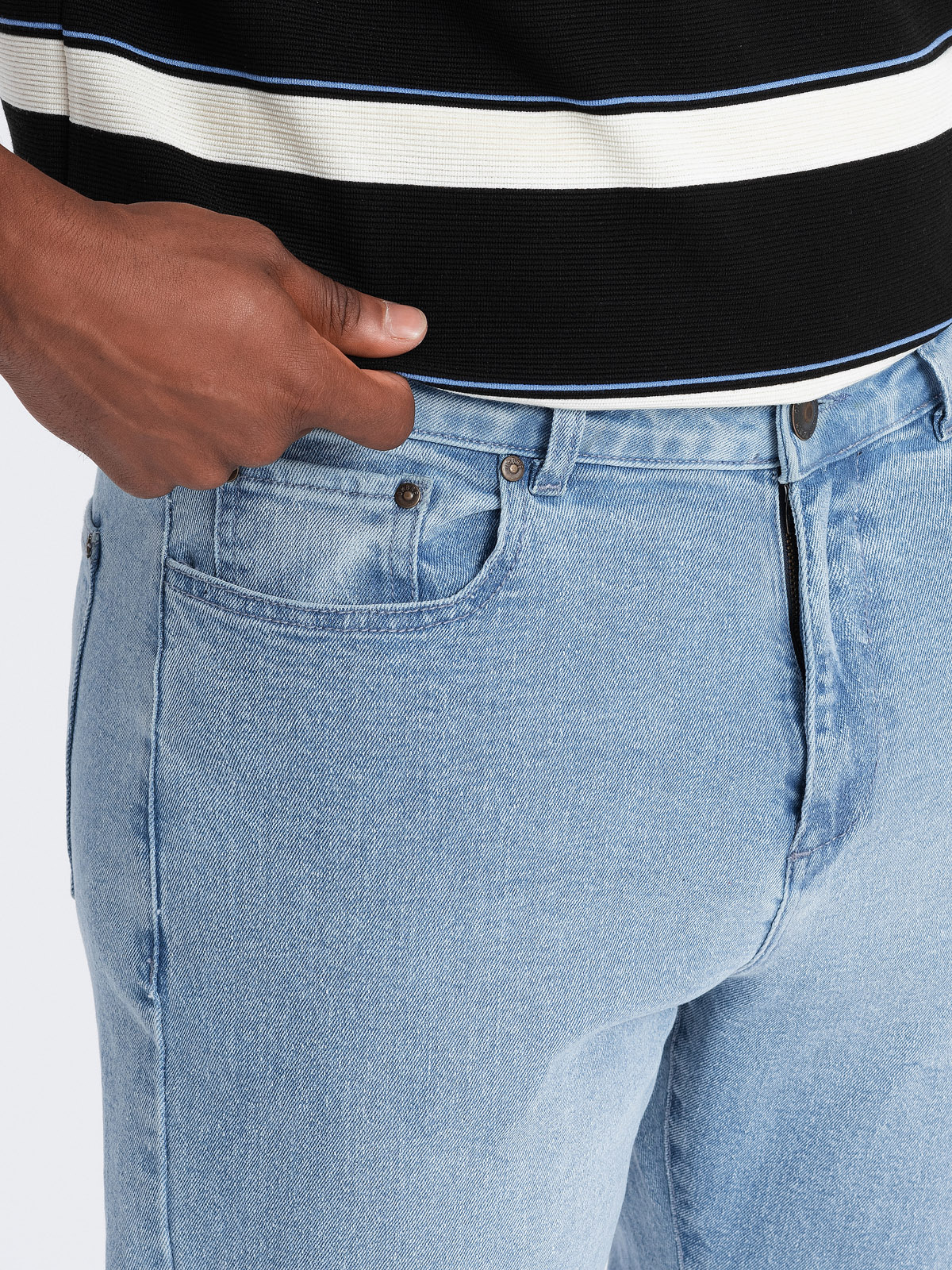 Ombre Men&#039;s CARROT FIT denim pants with subtle rubbing - light blue