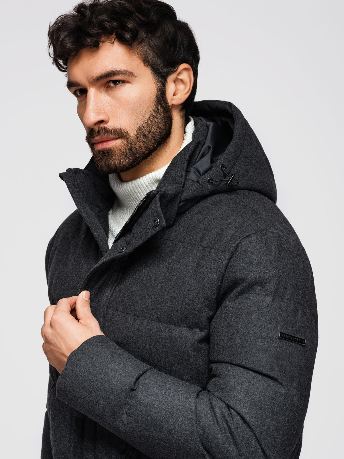 Ombre Men's lightweight jacket with mesh lining and hood - black