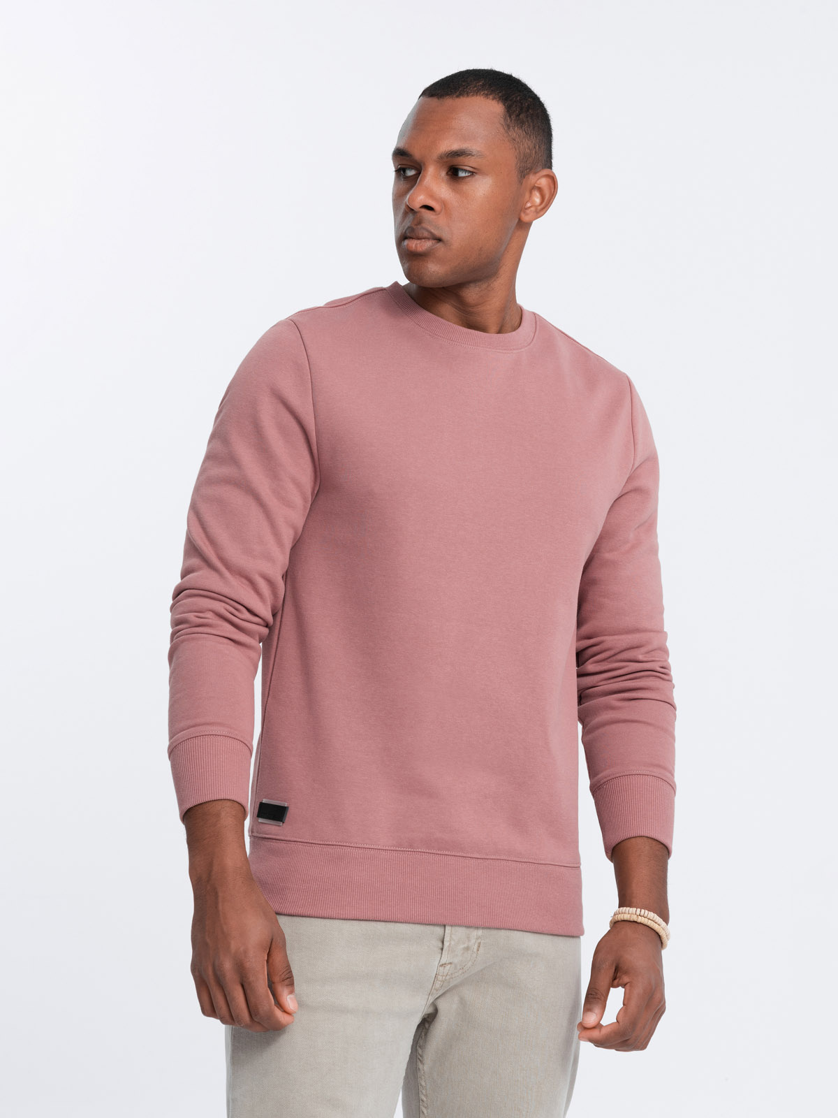 Ombre Men's BASIC Cotton Non-stretch Sweatshirt - Dark Pink