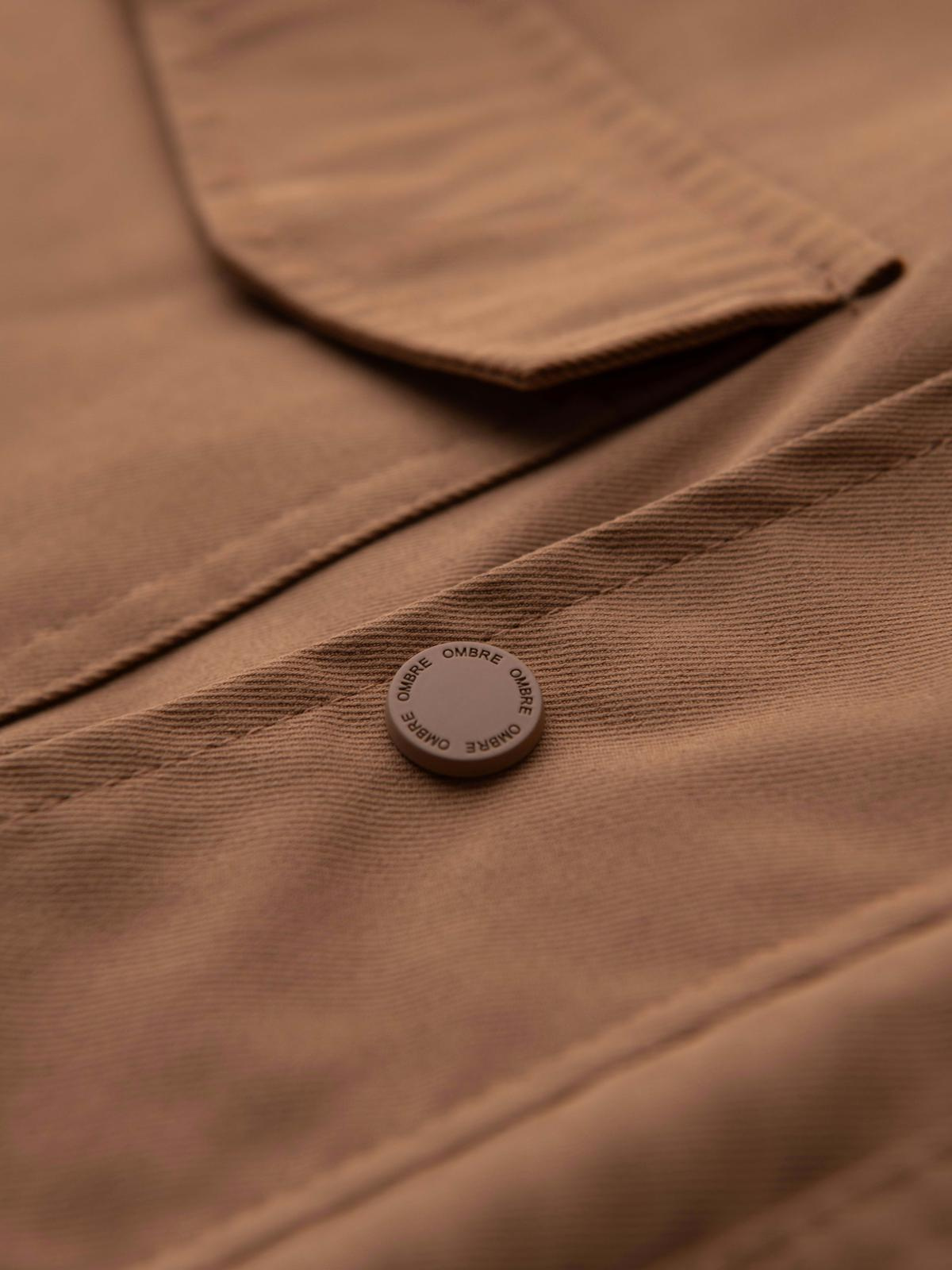 Ombre Men&#039;s lightweight jacket with pockets and high collar - brown