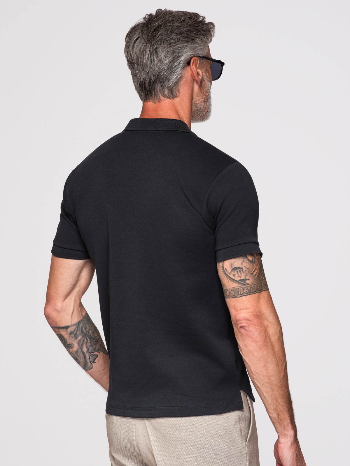 Ombre Men's polo shirt with zip neckline - black