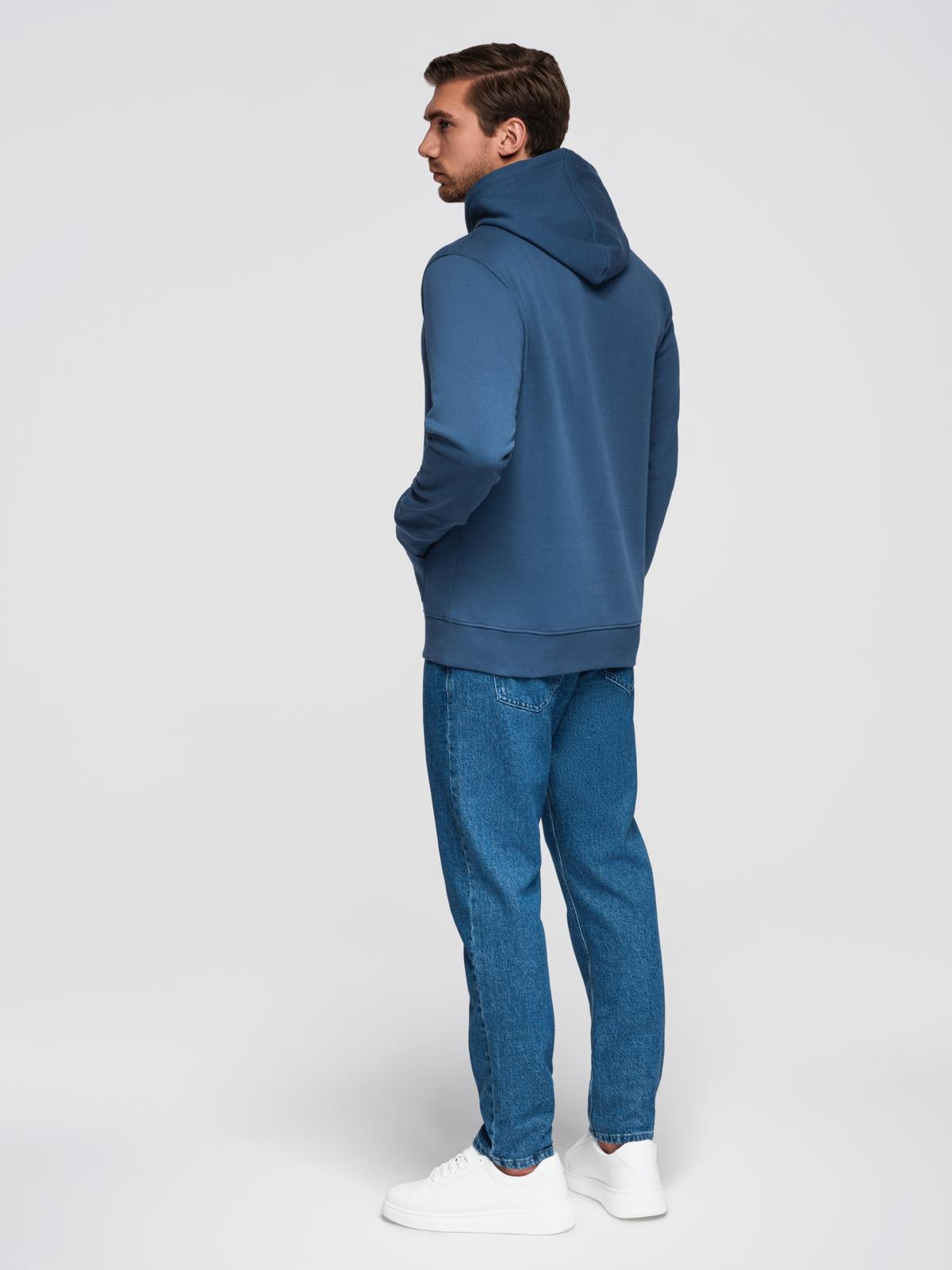 Ombre Men&#039;s kangaroo sweatshirt with hood - navy blue