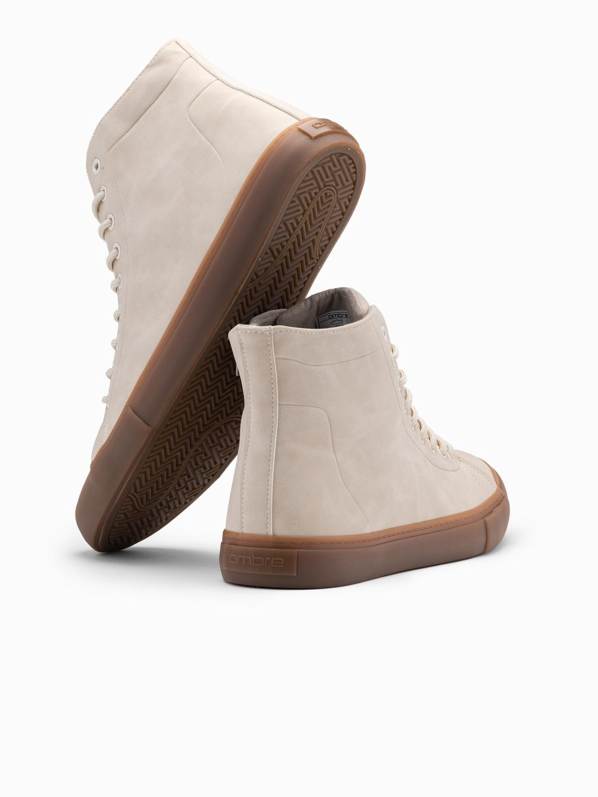 Ombre Men&#039;s ankle sneakers with rubber sole - cream