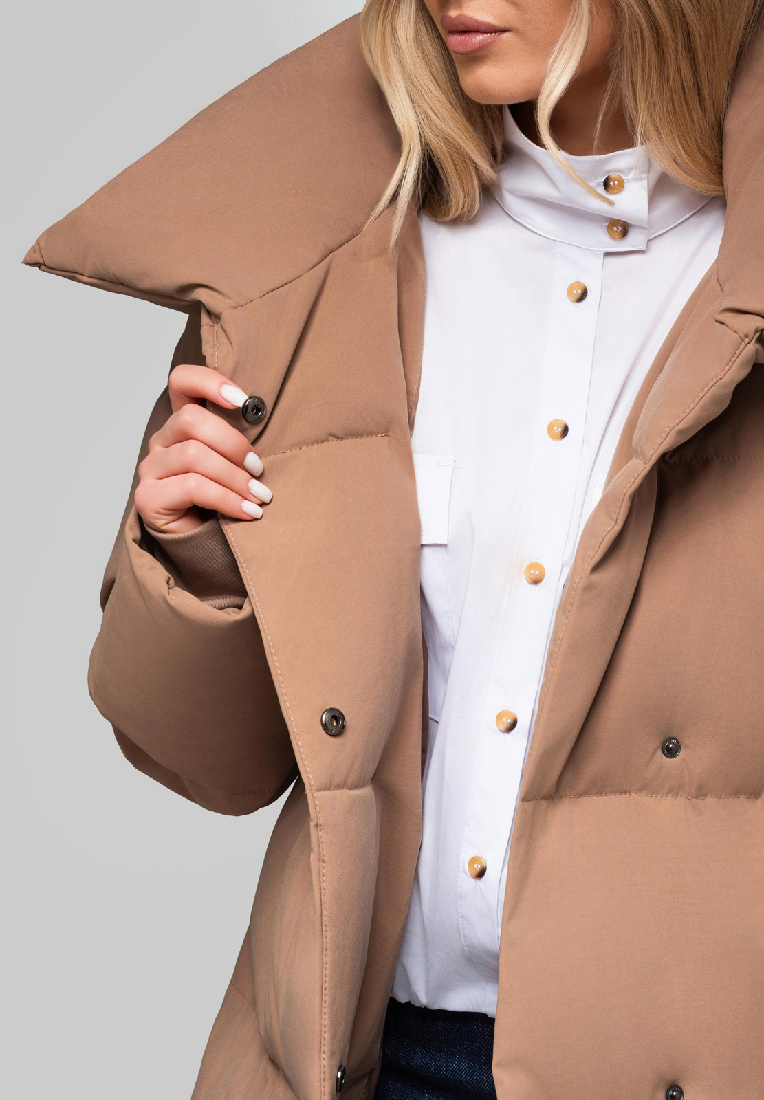 Edoti Women's quilted jacket with belt and collar OW-JAHP-0106 v3