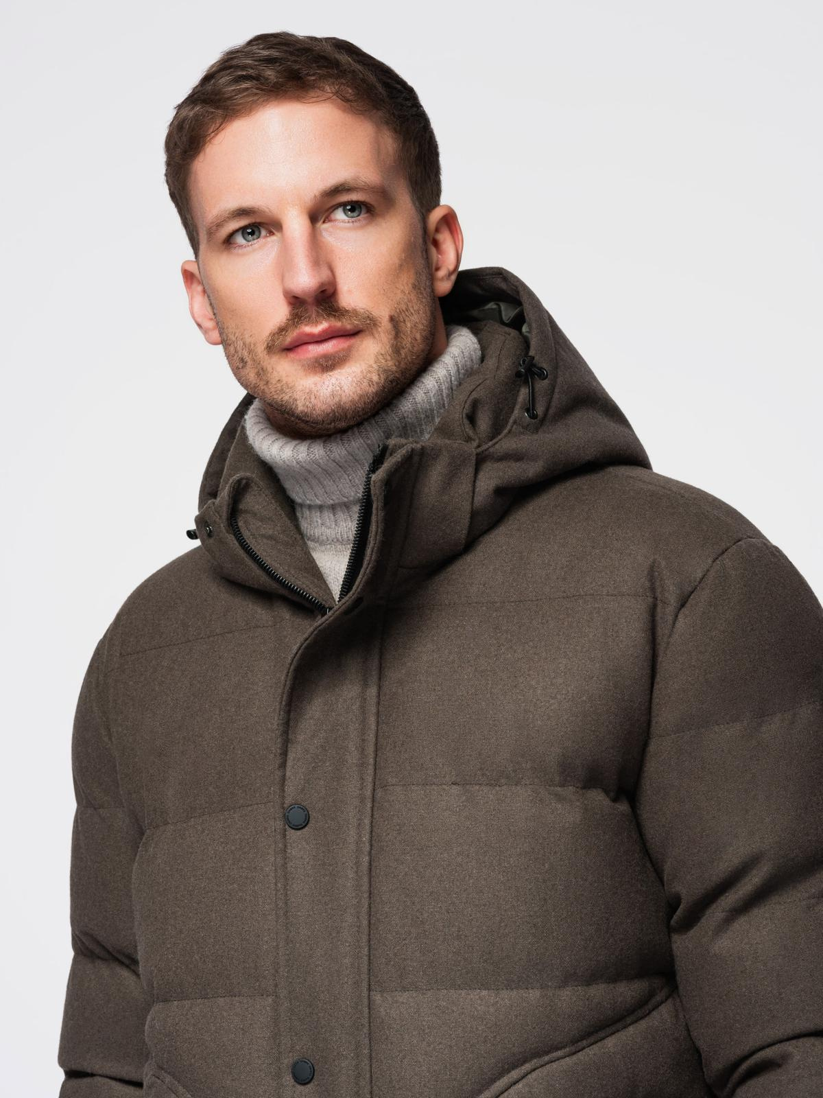 Ombre Men&#039;s lightweight jacket with hood and mesh lining - olive