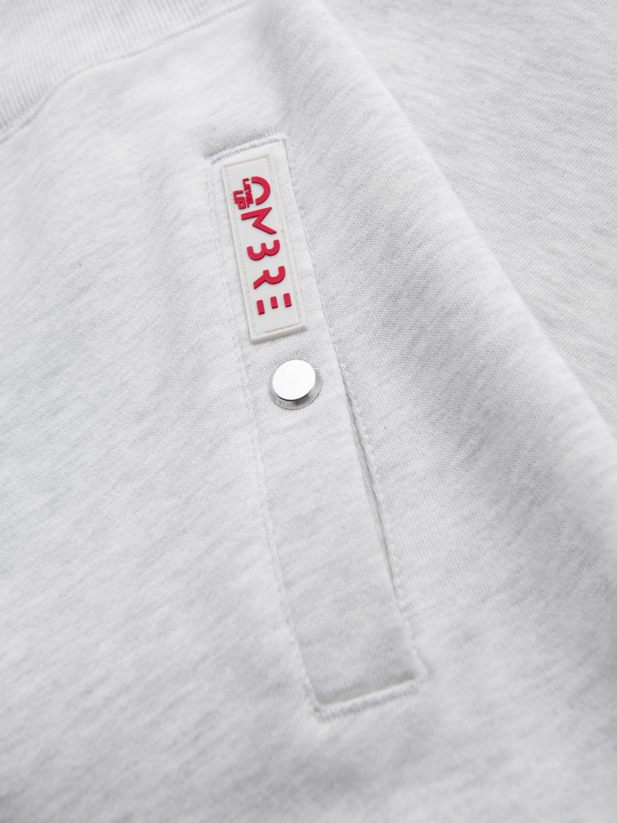 Ombre Men's sweatshirt with high collar and stripes - grey melange