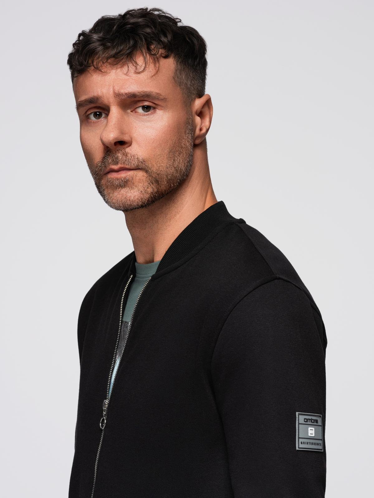 Ombre Cotton unbuttoned men&#039;s sweatshirt bomber - black