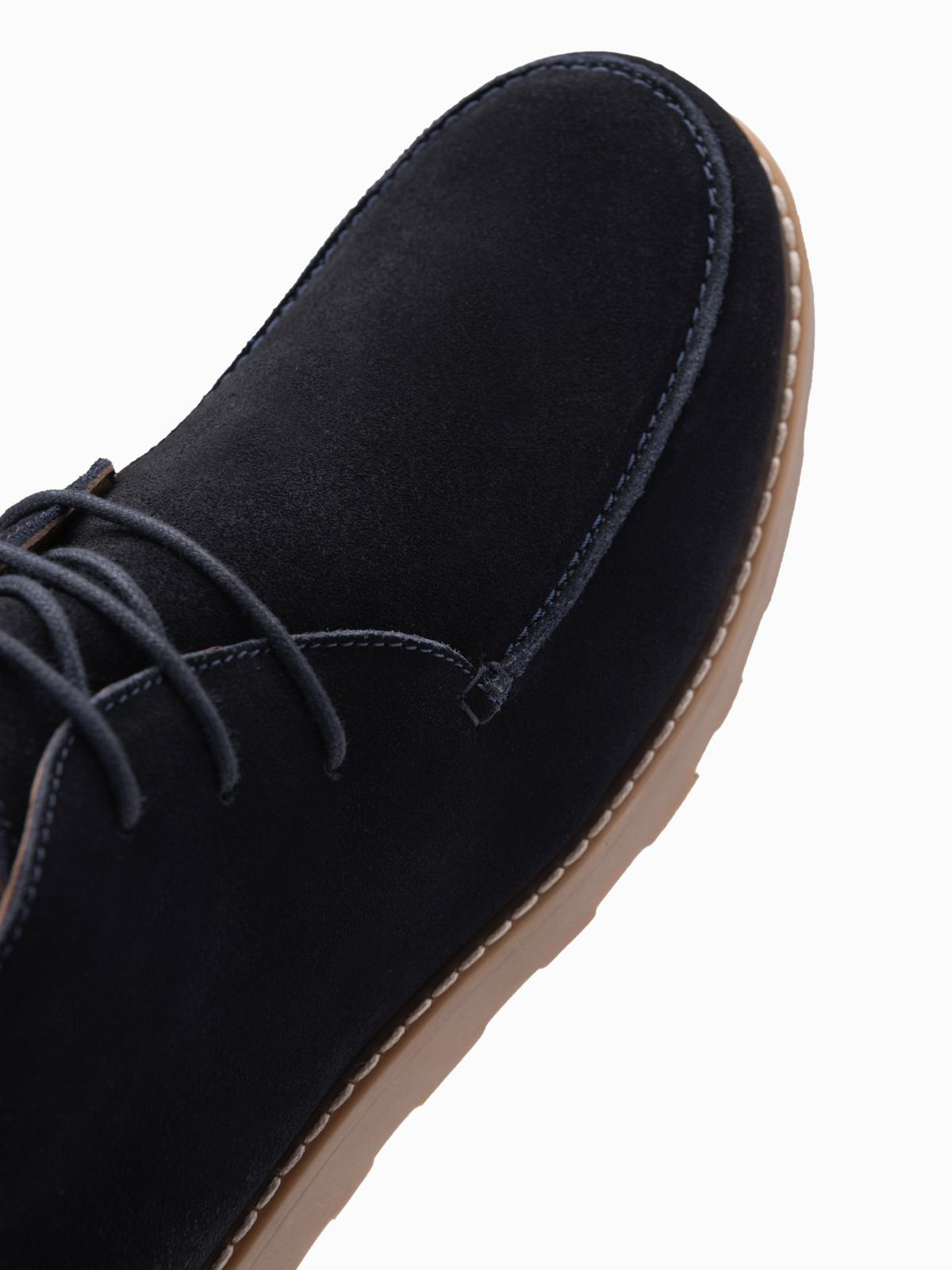 Ombre Men's suede ankle boots with thick sole - navy blue