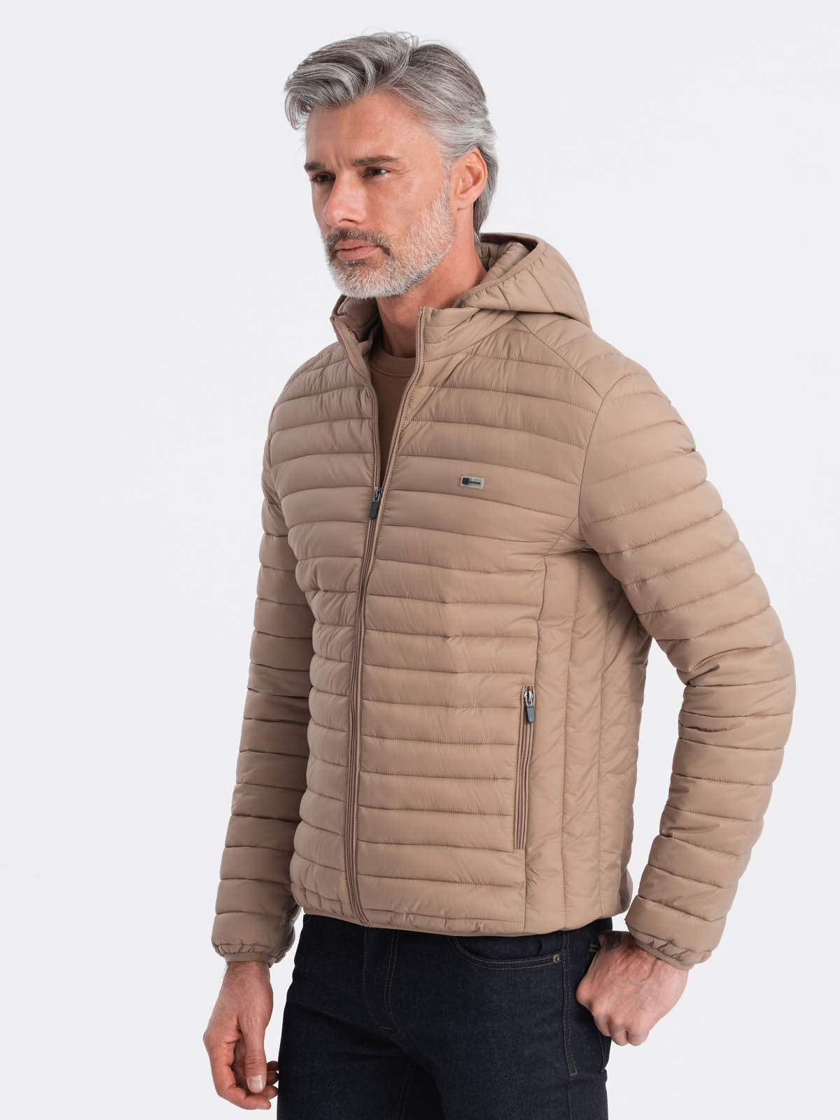 Ombre Men's satin-finish bomber jacket with contrasting ribbed cuffs - black