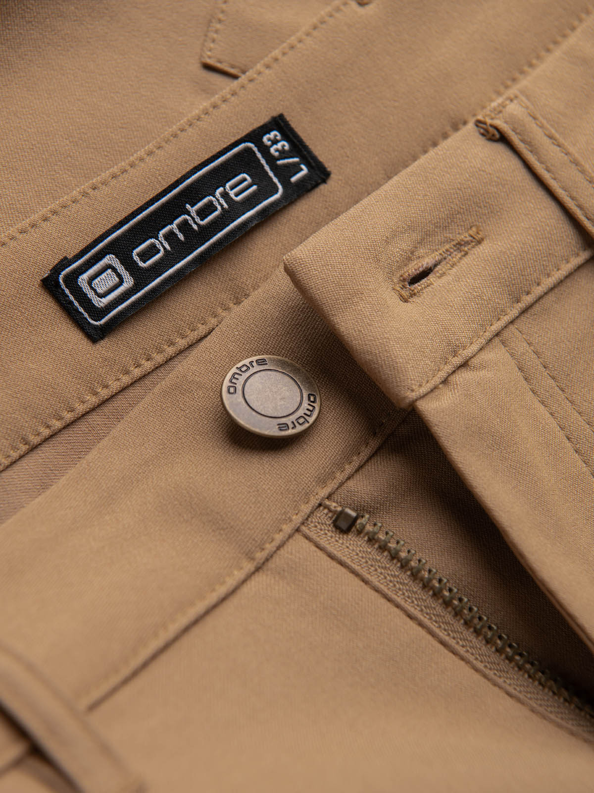 Ombre Men's REGULAR fabric pants with cargo pockets - light brown