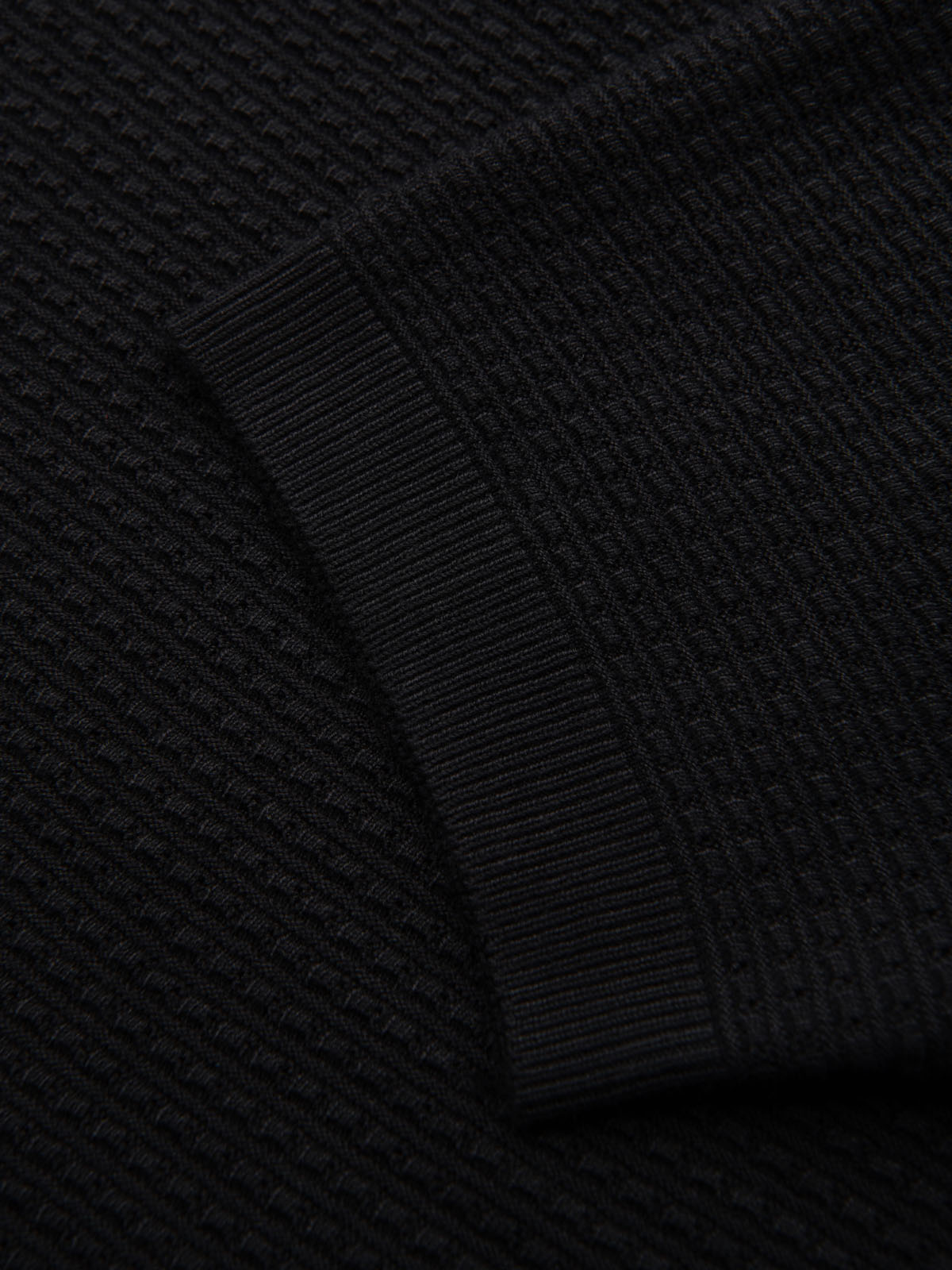 Ombre Men's knitted unbuttoned polo shirt - black