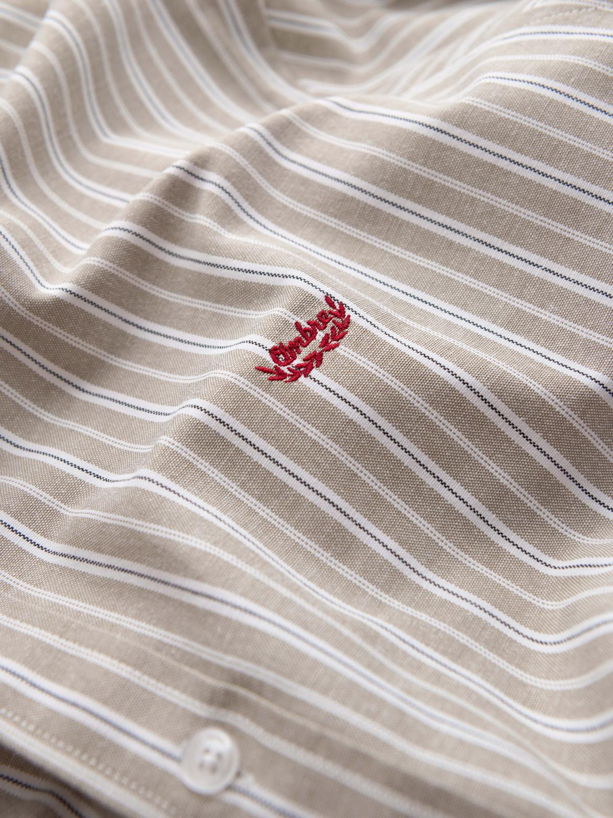 Ombre Men's cotton REGULAR FIT shirt with fine stripes - beige