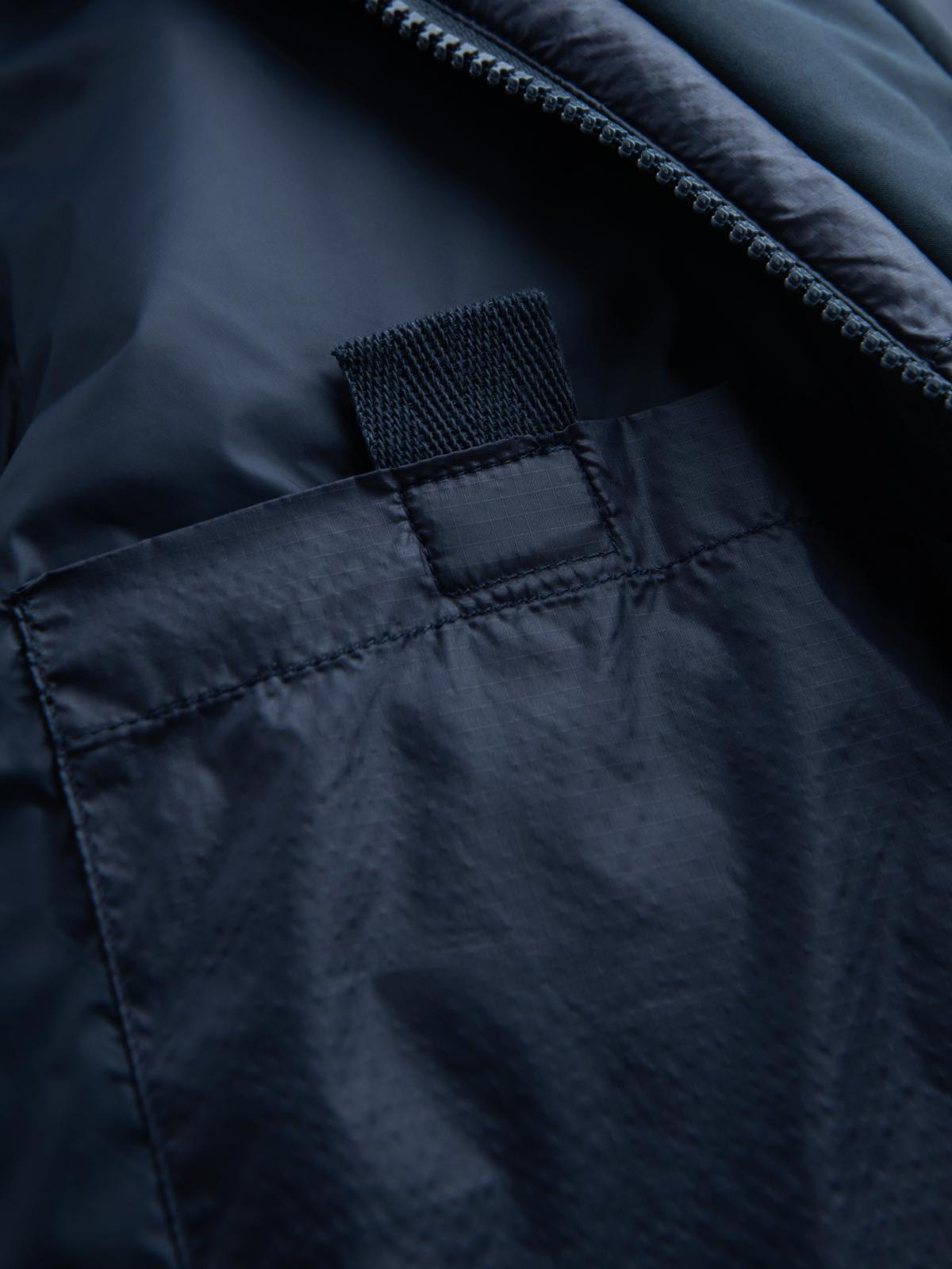 Ombre Men's quilted long jacket with large pockets - navy blue