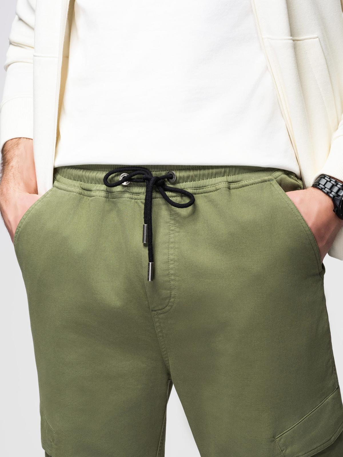 Ombre Men's knit joggers with cargo pockets - olive