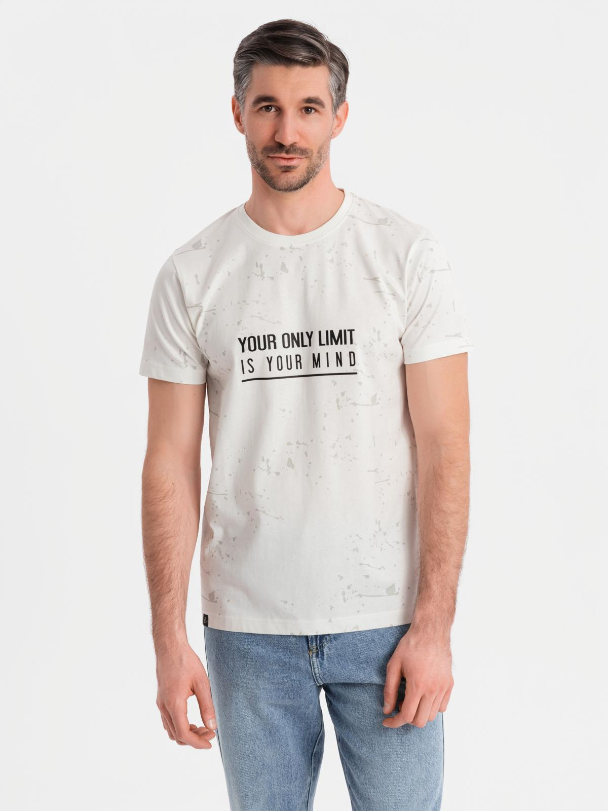 Ombre Men's printed t-shirt with round neckline - white