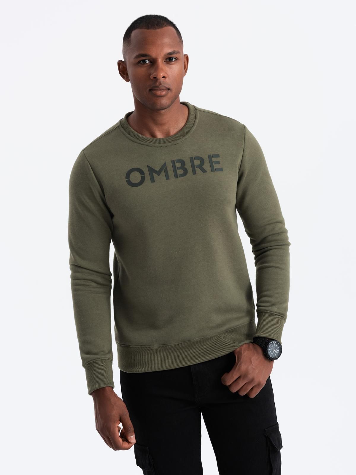 Ombre Classic men's sweatshirt with inscription - dark olive