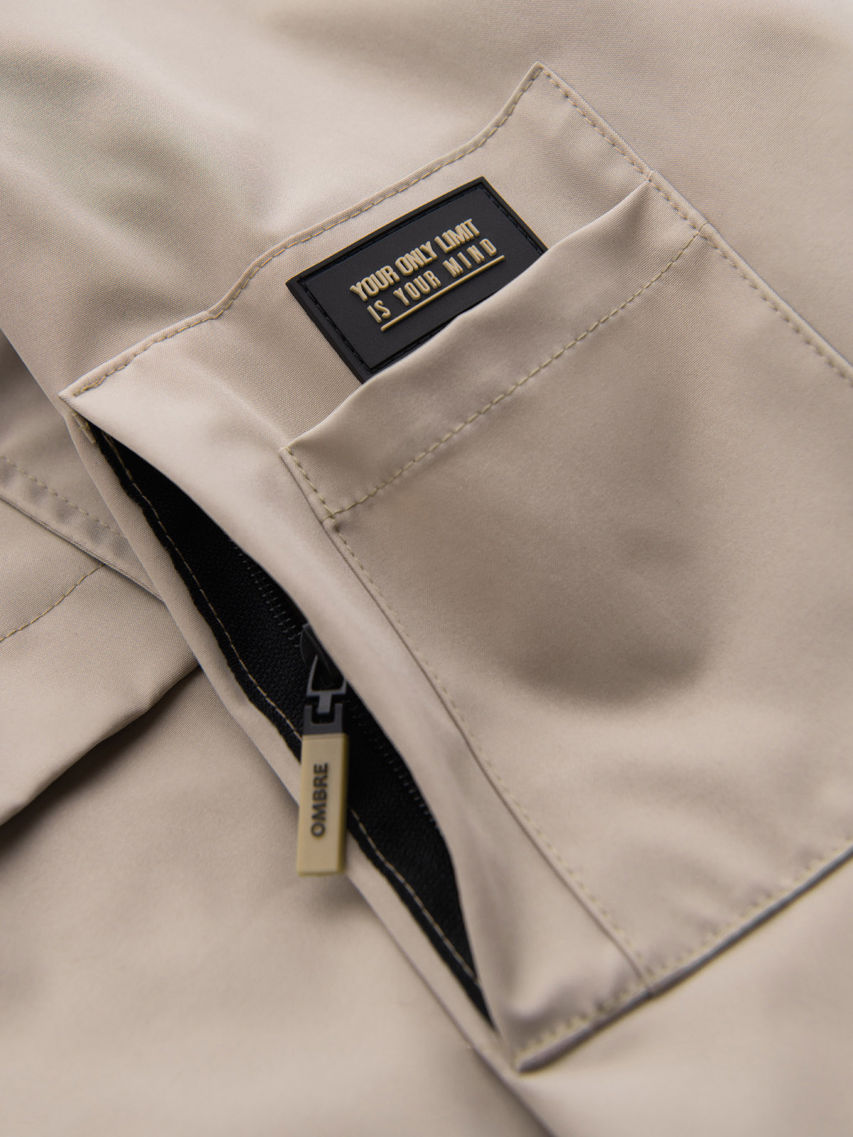 Ombre Functional men's transitional jacket with hood - beige
