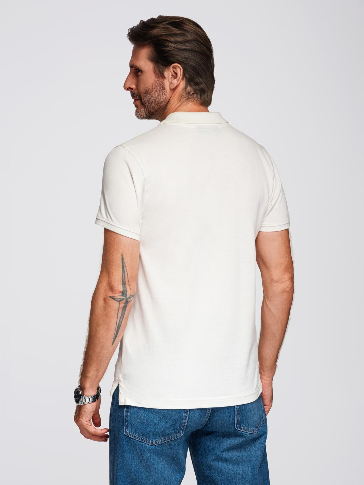 Ombre Polo shirt in cotton pique knit - ecru