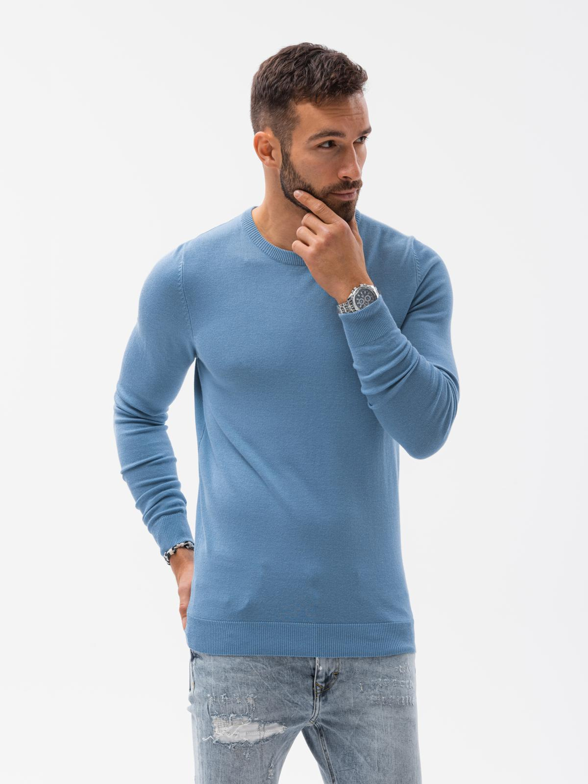 Ombre Classic men&#039;s sweater with round neckline - light blue