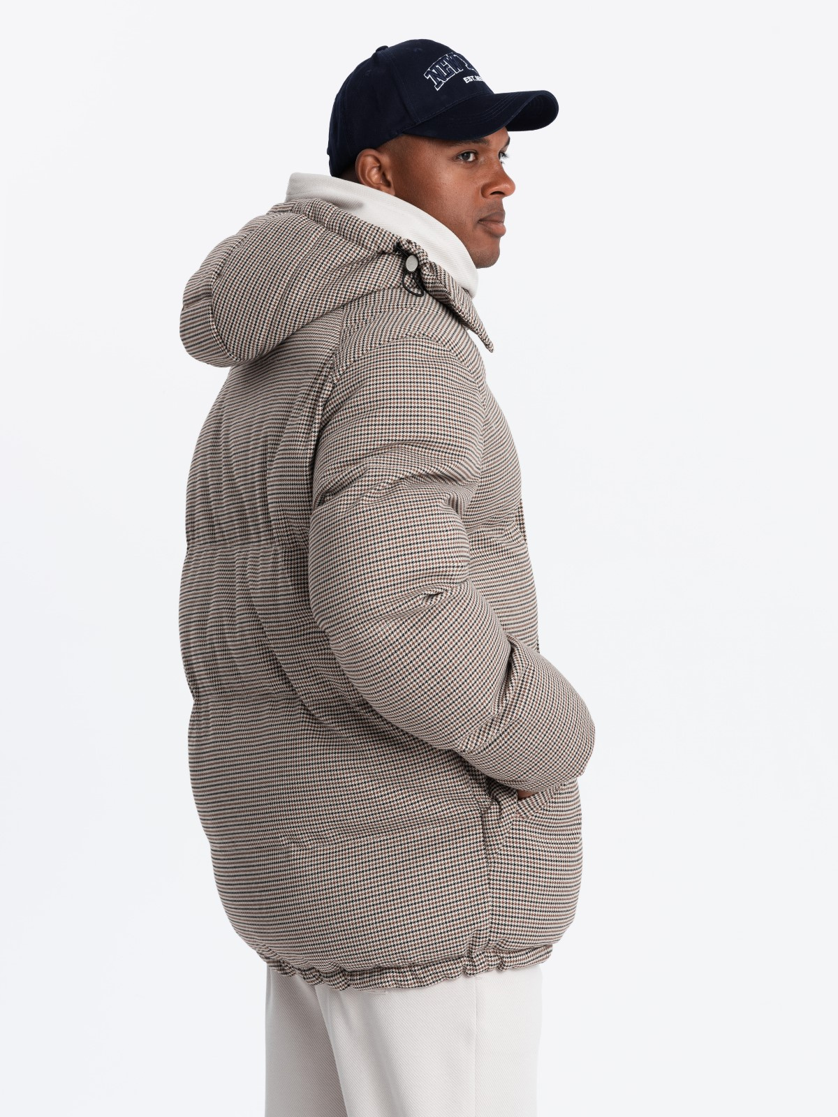 Ombre High padded puffer jacket with pattern - brown