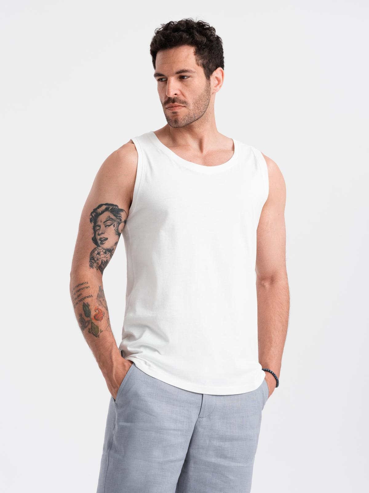 Ombre Men's BASIC cotton tank top - white