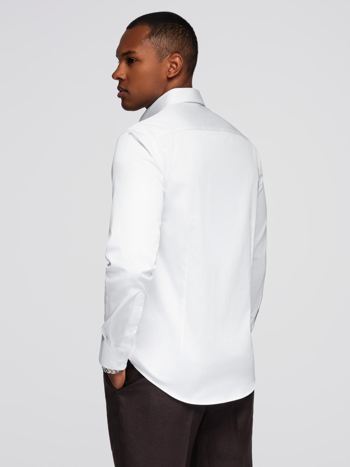 Ombre Classic men&#039;s SLIM FIT shirt in satin fabric - white