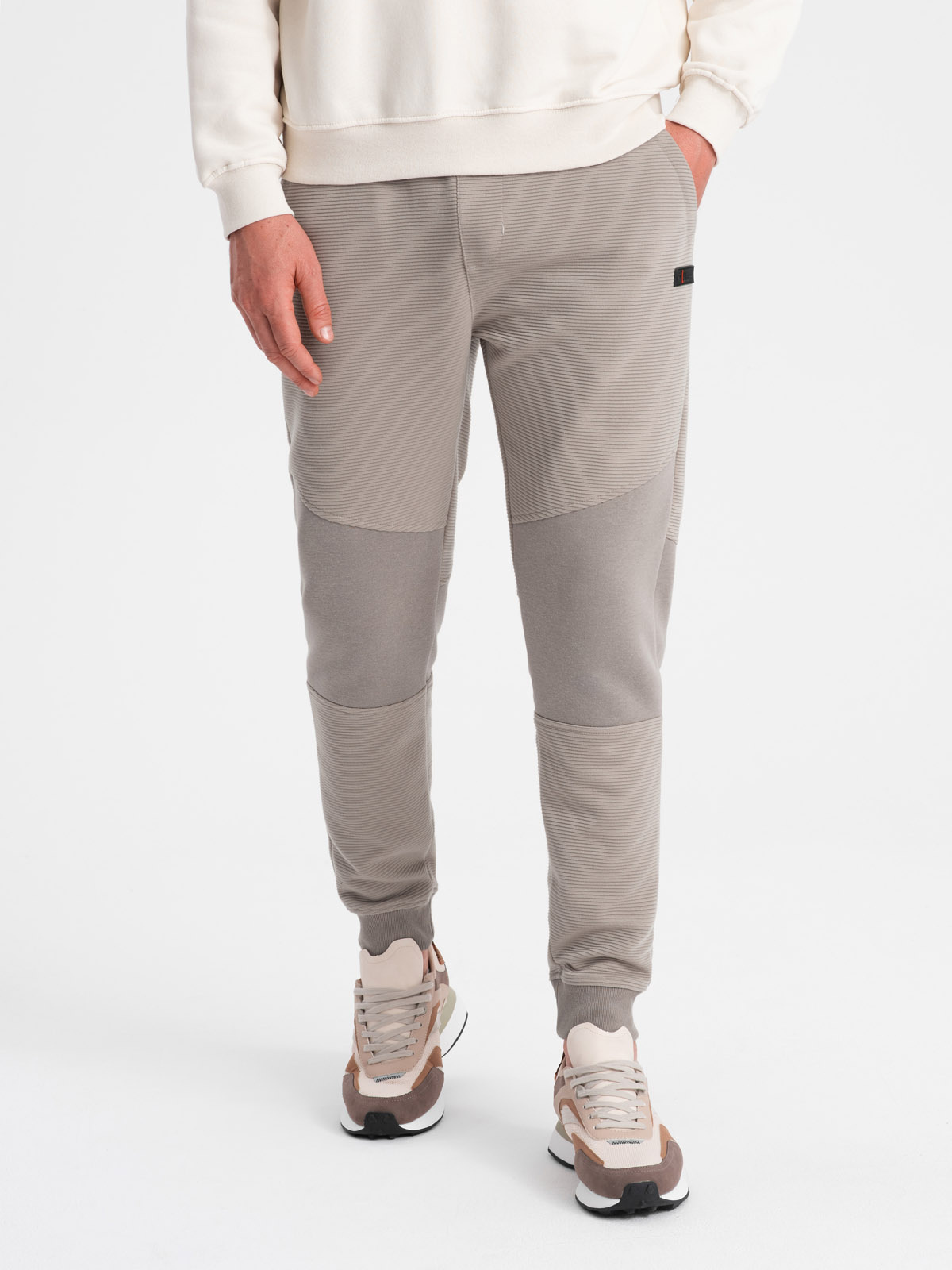Ombre Men&#039;s sweatpants with ottoman fabric inserts - ash