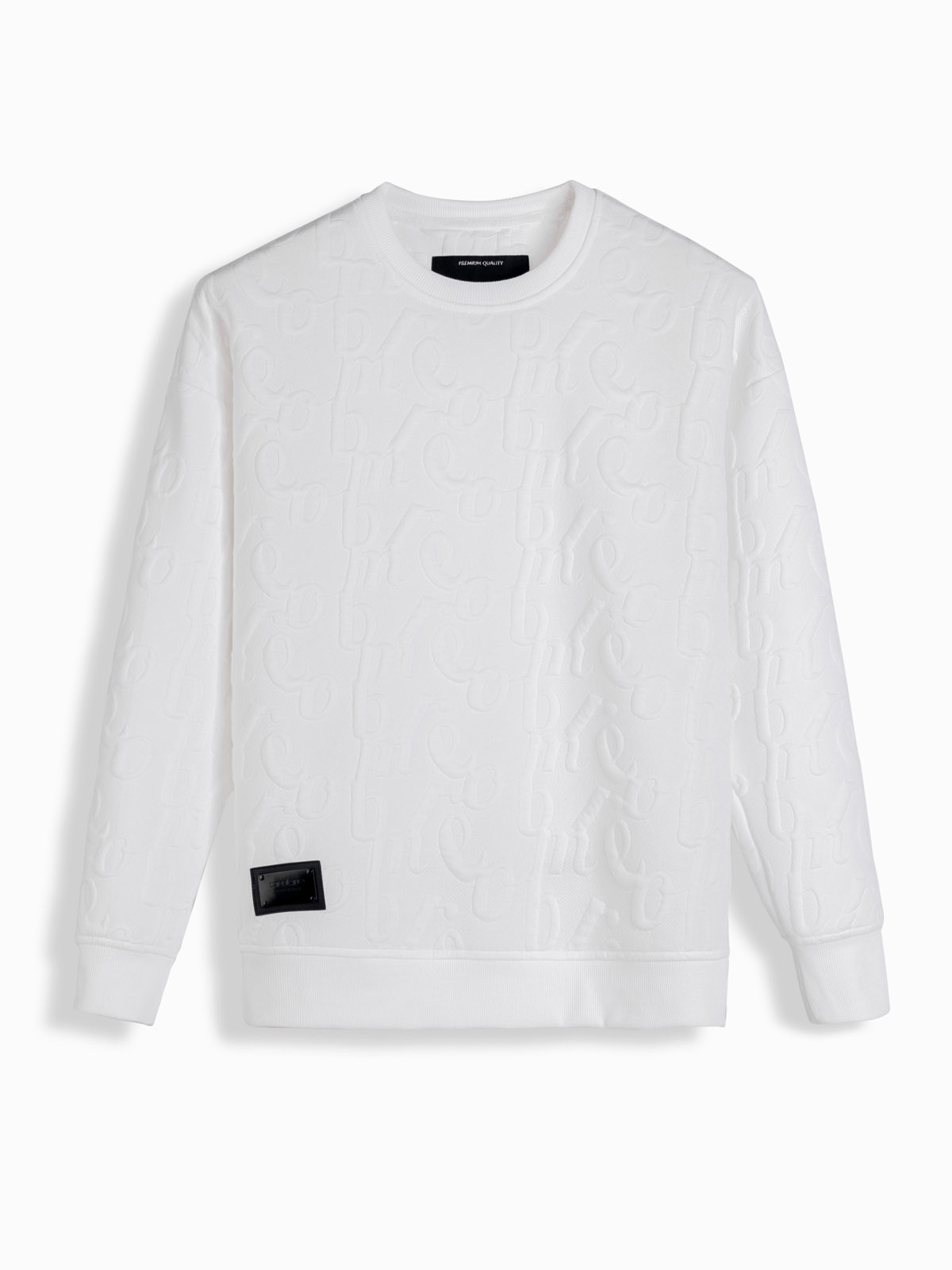 Ombre Men&#039;s RELAXED FIT sweatshirt with embossed letters - ecru