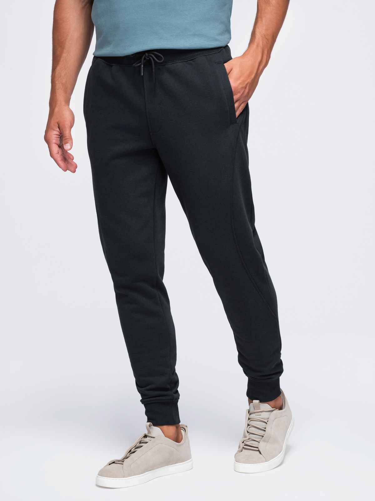 Ombre BASIC men’s jogger tracksuit trousers – black