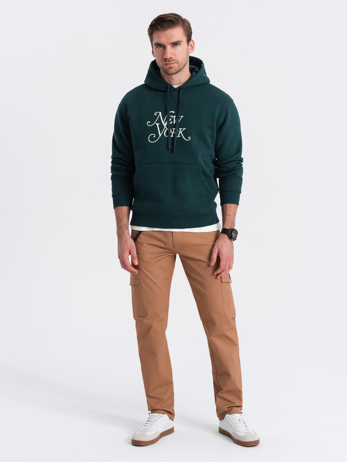 Ombre Men&#039;s pants with cargo pockets and leg hem - light brown