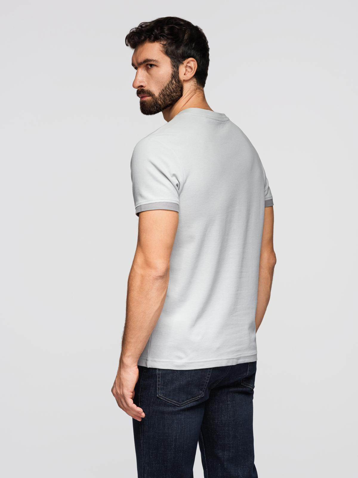 Ombre Men's T-shirt with contrasting inserts and crew neckline - light grey
