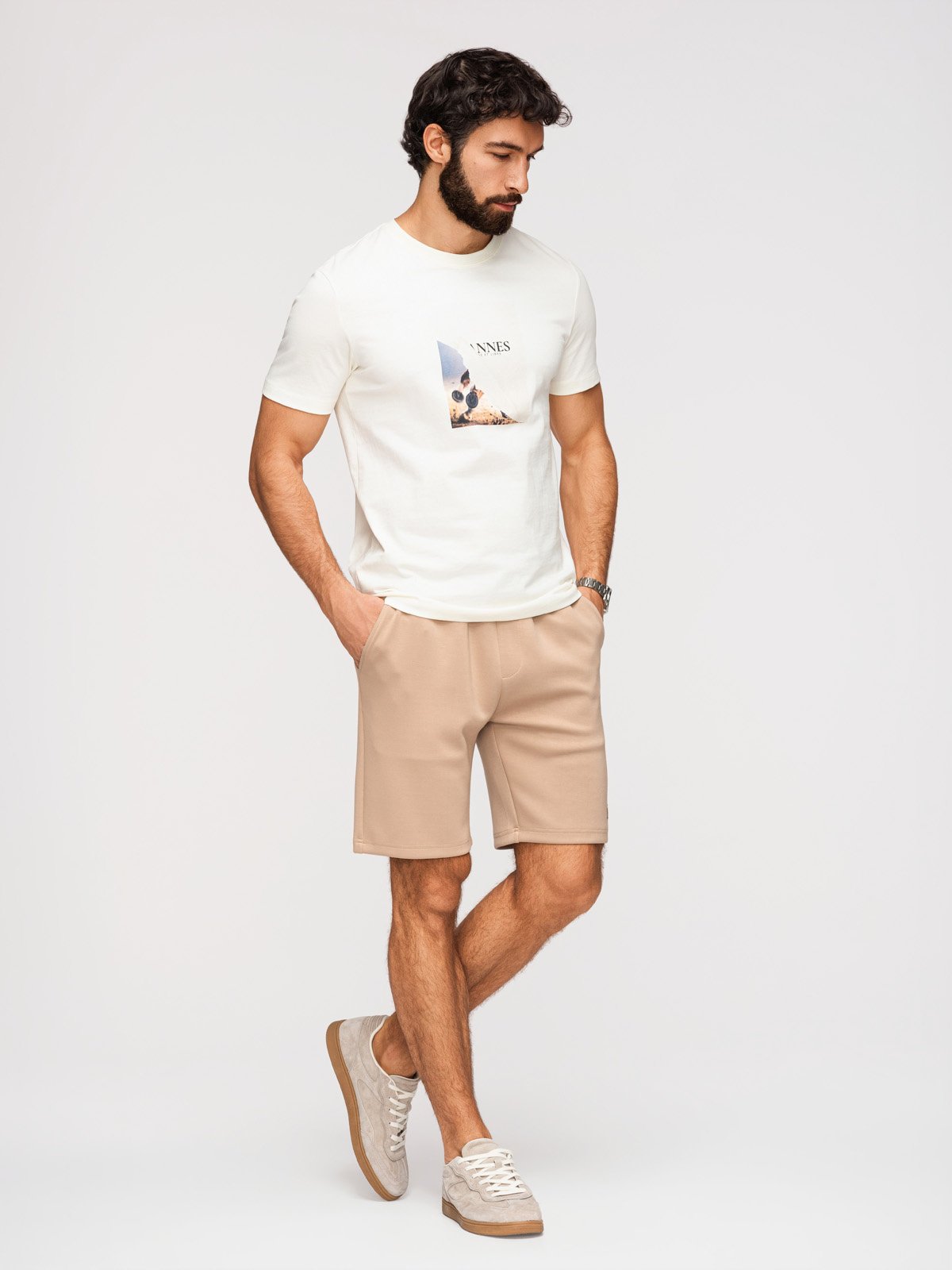 Ombre pánske šortky Regular Fit - béžové