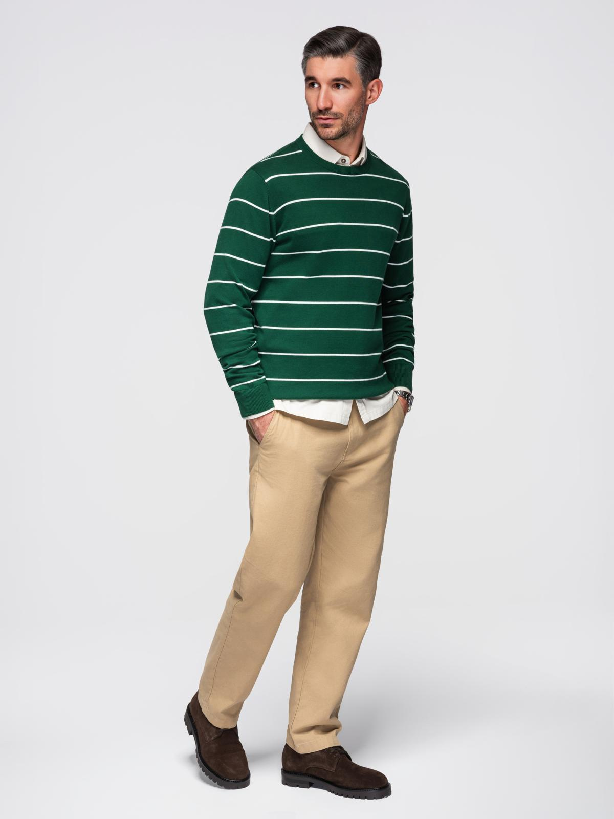 Ombre Men&#039;s casual sweater with horizontal stripes - green