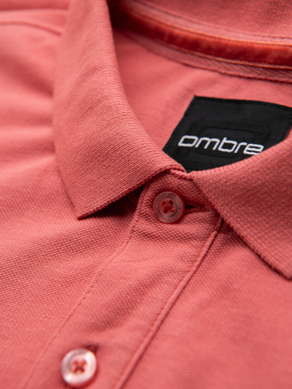 Ombre Cotton pique knit polo shirt - coral